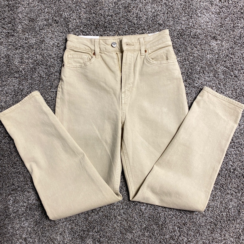 H &M High Waisted Light Tan Mom Jeans-  Size 2